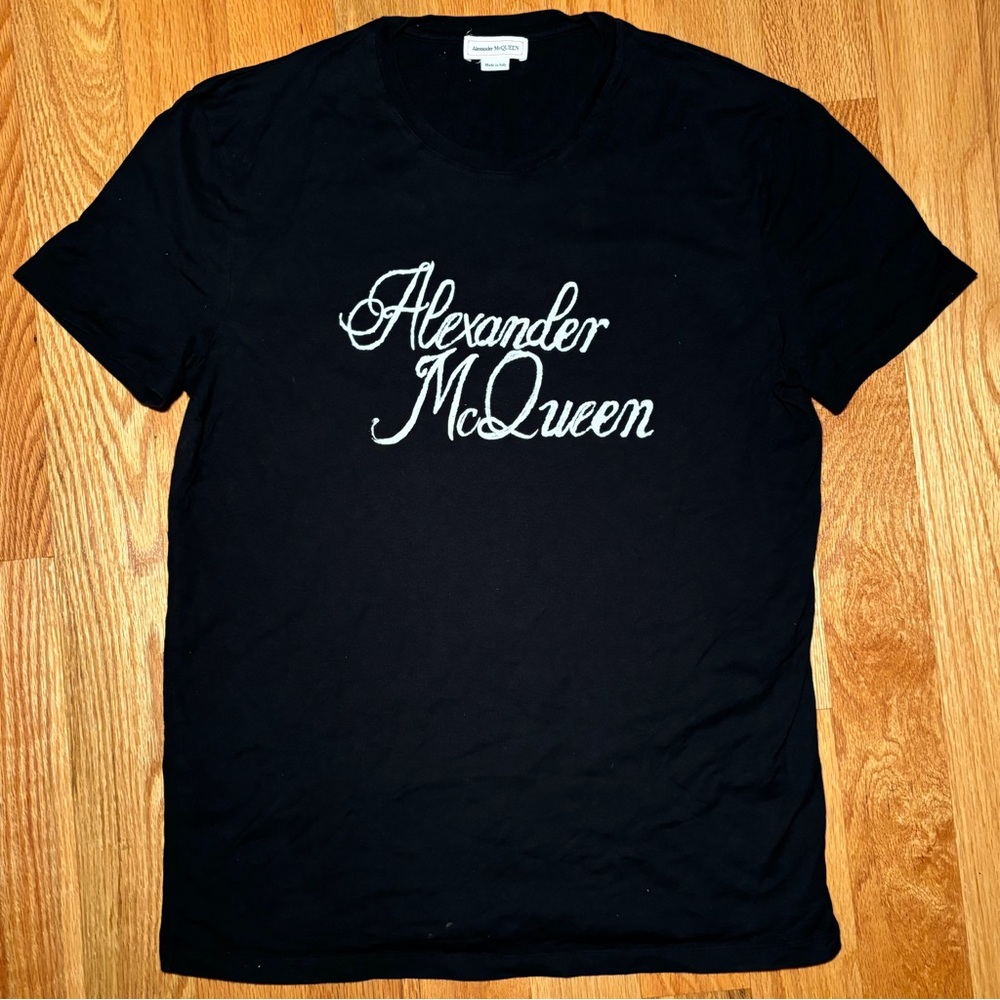 Alexander McQueen Men's Black Logo Script T-Shirt